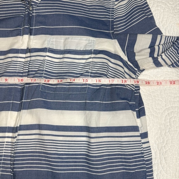 Blue and White Striped Casual Button Down Shirt cotton - Picture 7 of 10